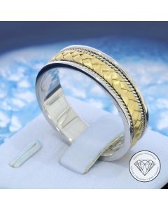 Designer Ring 585 / 14 Kt Gelb Weiß Gold Gr 69