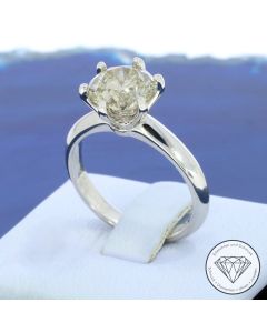 Solit&auml;r Brillant Ring 750 / 18 Kt Wei&szlig; Gold 2,68 Carat Gr. 54