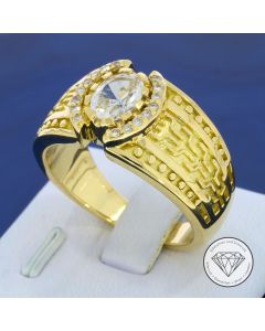 Massiver Herren Moissanite Brillant Ring 750 Gelb Gold Handarbeit Gr. 67