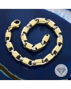 Bicolor Glieder Armband 585 / 14 Kt Gold