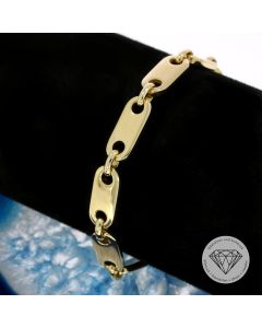 Massives Plättchen Armband 585 / 14 Kt Gelb Gold 19,5 cm