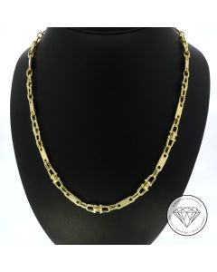Steigbügel Plättchen Kette 585 / 14 Kt Gelb Gold 56,5 cm