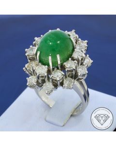 Brillant Smaragd Ring 2,50 Carat 585 / 14 Kt Weiß Gold Gr. 53,5