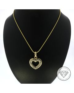 Brillant Herz Anhänger + Kette 585 Gold 0,40 Ct 51,0 cm