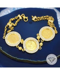 M&uuml;nzen Armband 25-Kurush M&uuml;nze 916 / 22 KT + 585 / 14 KT Gold 19 cm