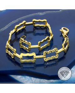 Damen Armband gemustert 750 / 18 Kt Gelb Gold 19 cm