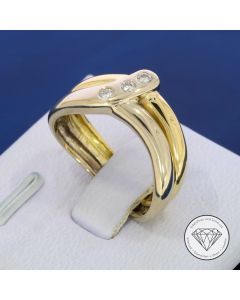 Designer Damen Brillant Ring 585 / 14 Kt Gelb Wei&szlig; Gold
