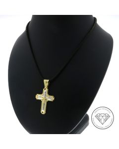 Massiver Kruzifix Kreuz Anhänger 585 / 14 Kt Gelb- & Weiß Gold
