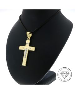 Kruzifix Kreuz Anhänger 585 / 14 Kt Gelb- & Weiß Gold