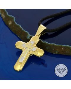 Bicolor Kreuz Anhänger 585 / 14 Kt Gelb Weiß Gold