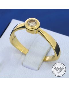 Brillant 0,25 Ct Solit&auml;r Ring 750 / 18 Kt Gelb Gold Gr. 57