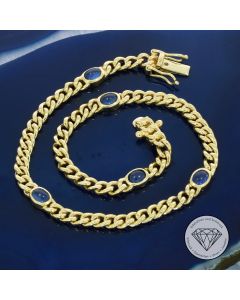 Saphir Panzer Armband 585 / 14 Kt Gelb Gold 19,5 cm