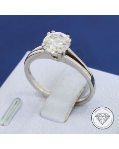 Damen Solit&auml;r Brillant Ring 750 / 18 Kt Wei&szlig; Gold 1,07 Carat