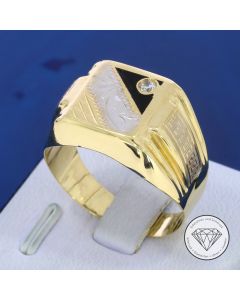 Greco Siegel Ring 585 / 14 Kt Gelb Wei&szlig; Gold Gr. 67