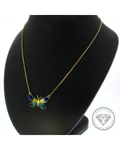 Original Balestra Venezianer Kette mit Schmetterling Anh&auml;nger 750 / 18 Kt Gelb Gold 49 cm