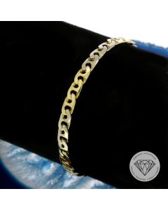 Massives Glieder Armband 333 / 8 Kt Gelb Weiß Gold 21 cm