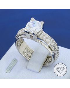 Dreh Ring 585 / 14 Kt Wei&szlig; Gold Gr. 56,5