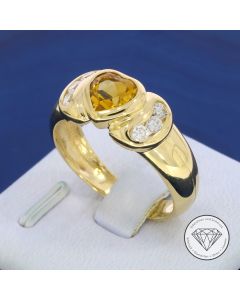 Herz-Citrin Ring 585 / 14 Karat Gelb Gold
