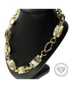 Greco Medusa Kette 585 / 14 Kt Gelb Weiß Gold 76 cm