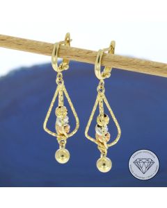 K&uuml;gelchen Ohrringe Ohrh&auml;nger 585 / 14 Kt Gelb Ros&eacute; Wei&szlig; Gold