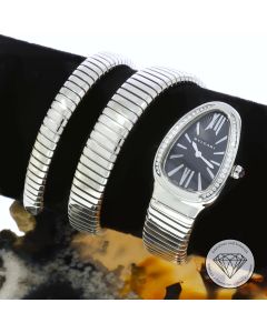 Bulgari Bvlgari Serpenti Tubogas SP35S Armband Uhr Stahl Brillanten Full Set 