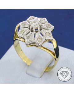 Vintage Retro Diamant Ring floral 585 / 14 Kt 0,50 Carat Gelb Wei&szlig; Gold Gr. 58