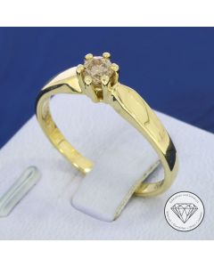 Brillant 0,25 Ct Solit&auml;r Ring 585 / 14 Kt Gelb Gold