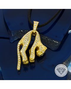 Brillant 0,50 ct Panther Anhänger, massiv 750 gelb Gold 18 KT