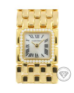 Cartier Panthere Ruban Damen Uhr 2421 Perlmutt Diamanten 17mm 750 / 18 Kt Gelb Gold