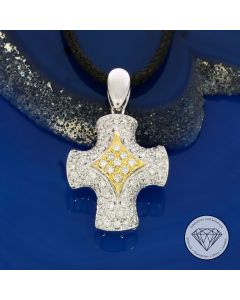 Brillant Kreuz Anhänger 750 / 18 Kt 0,65 Carat Gelb Weiß Gold