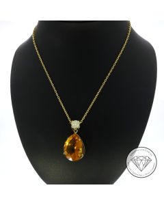 Brillant Citrin 17,65 Carat Anhänger + Kette 750 Gold