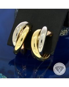 Rarität Original Cartier Trinity Vintage Creolen großes Modell 750 / 18 Kt Gelb Weiß Rosé Gold