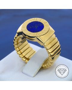 Original Bvlgari Bulgari Tubogas Lapis Lazuli Ring 750 / 18 Kt Gelb Gold Gr. 54