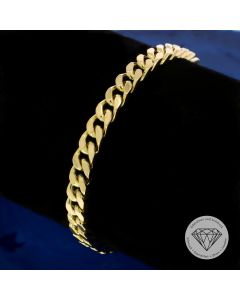 Massives Flach Panzer Armband 585 / 14 Kt Gelb Gold
