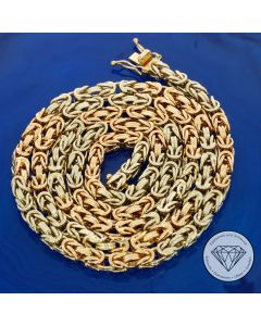 Bicolor K&ouml;nigs Kette 750 / 18 Karat Gelb Ros&eacute; Gold 59,5 cm 