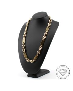 Endlos Pl&auml;ttchen Bohnen Kette 585 / 14 Kt Gelb Gold 72 cm