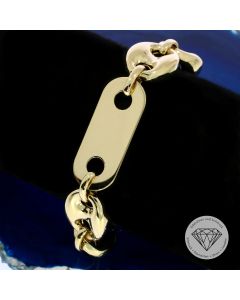 Bohnen Pl&auml;ttchen Armband 585 / 14 Kt Gelb Gold 23 cm