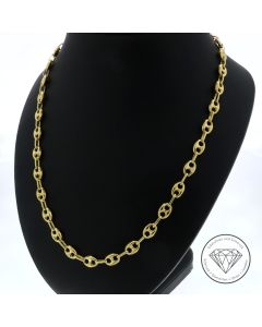 Elegante Anker Bohnen Kette 750 / 18 Kt Gelb Gold 64,5 cm