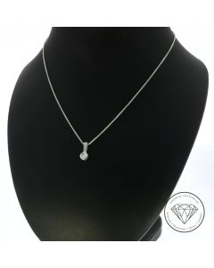 Feine Damen Zopf Kette mit Solit&auml;r Brillant Anh&auml;nger 375 / 9 Kt Wei&szlig; Gold