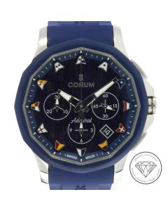 Corum Admiral's Cup Legend 42 Chronograph Taucher Uhr Stahl Kautschuk Blau
