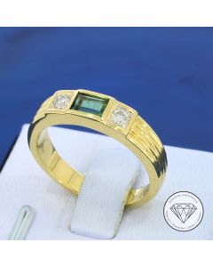 Brillant Turmalin Ring 750 / 18 Kt Gelb Gold Gr. 56