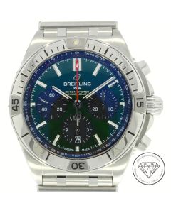 Breitling B01 42 Bentley Chronomat Green Dial AB01343A1L1A1 Stahl Flieger Uhr Chronograph Full Set 