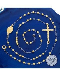 Kette Rosenkranz Stil 585 / 14 KT Gelb- & Wei&szlig; Gold 55 cm