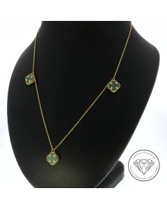 Achat "Kleeblatt" Collier Kette 585 / 14 Kt Gelb Gold 44 - 47 cm