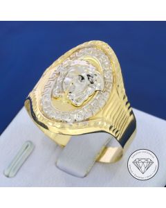 Medusa Greco Ring 585 / 14 Kt Gelb Wei&szlig; Gold Gr. 69