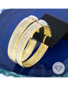 Greco Medusa Creolen 585 / 14 Kt Gelb Weiß Gold