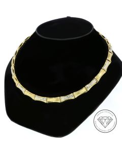Damen Collier Kette 585 / 14 Kt Gelb Wei&szlig; Gold 43 cm
