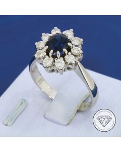 Brillant Saphir 1,50 Carat Ring 585 / 14 Karat Wei&szlig; Gold