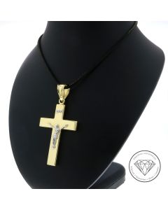 Kruzifix Kreuz Anhänger INRI 585 / 14 Kt Gelb Weiß Gold