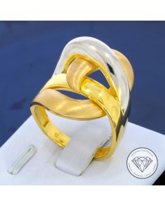 Design Damen Ring 875 / 21 Kt Gelb Ros&eacute; Wei&szlig; Gold Gr. 59